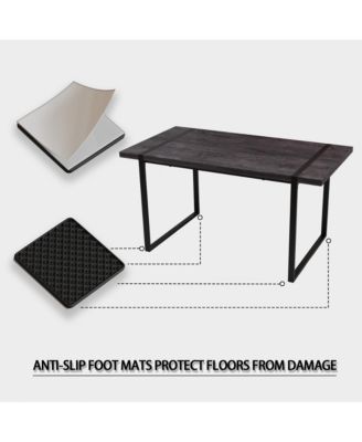 Black Dining Table & 4 Suede Chairs - Modern Set