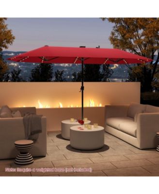 13 FT Large Patio Umbrella with LED Solar Lights and Crank Handle