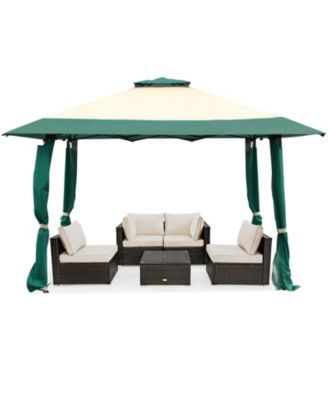 13 Feet x 13 Feet Pop Up Canopy Tent Instant Outdoor Folding Canopy Shelter-Green