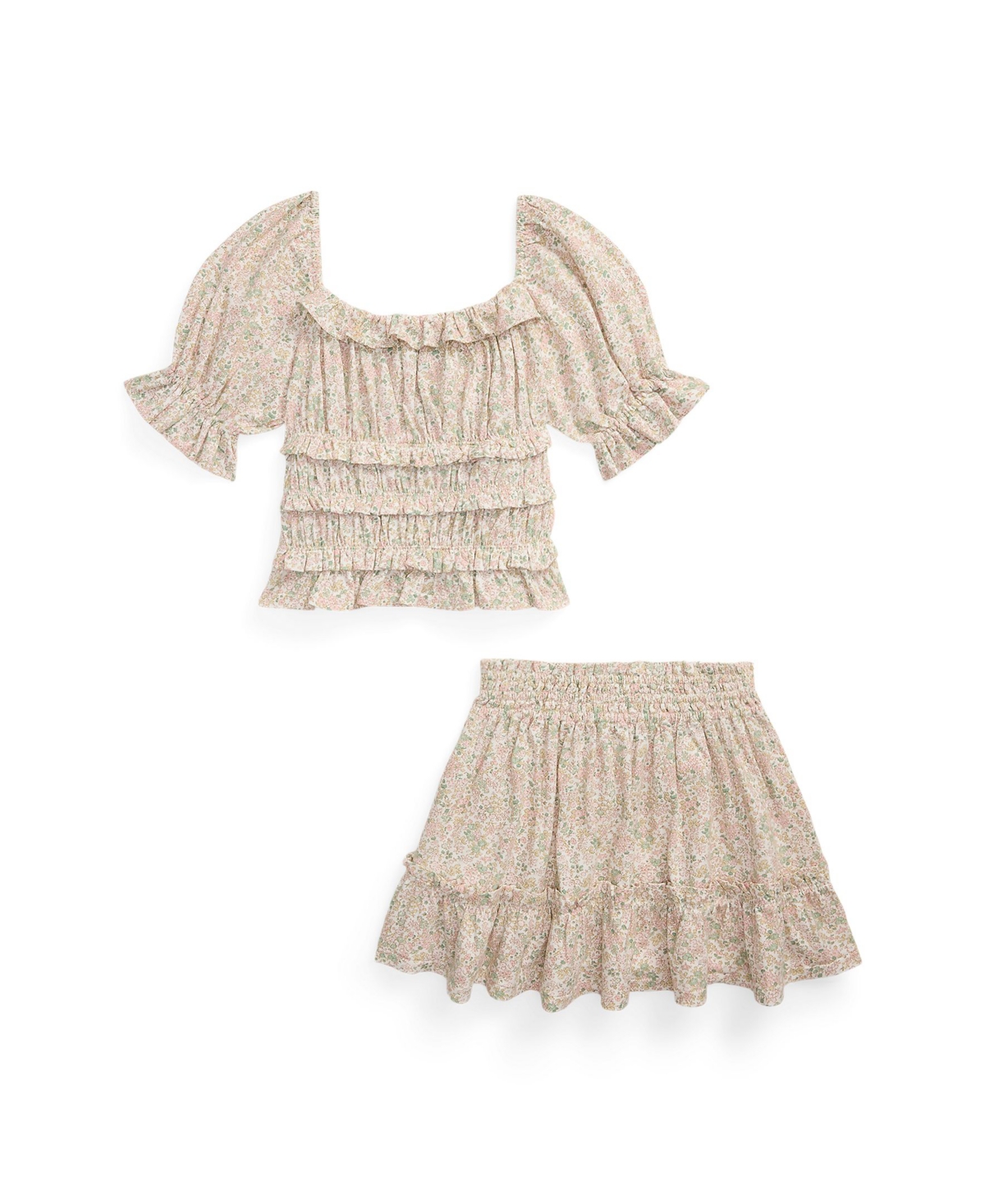 Polo Ralph Lauren Big Girls 2-piece Floral Top And Skirt Set