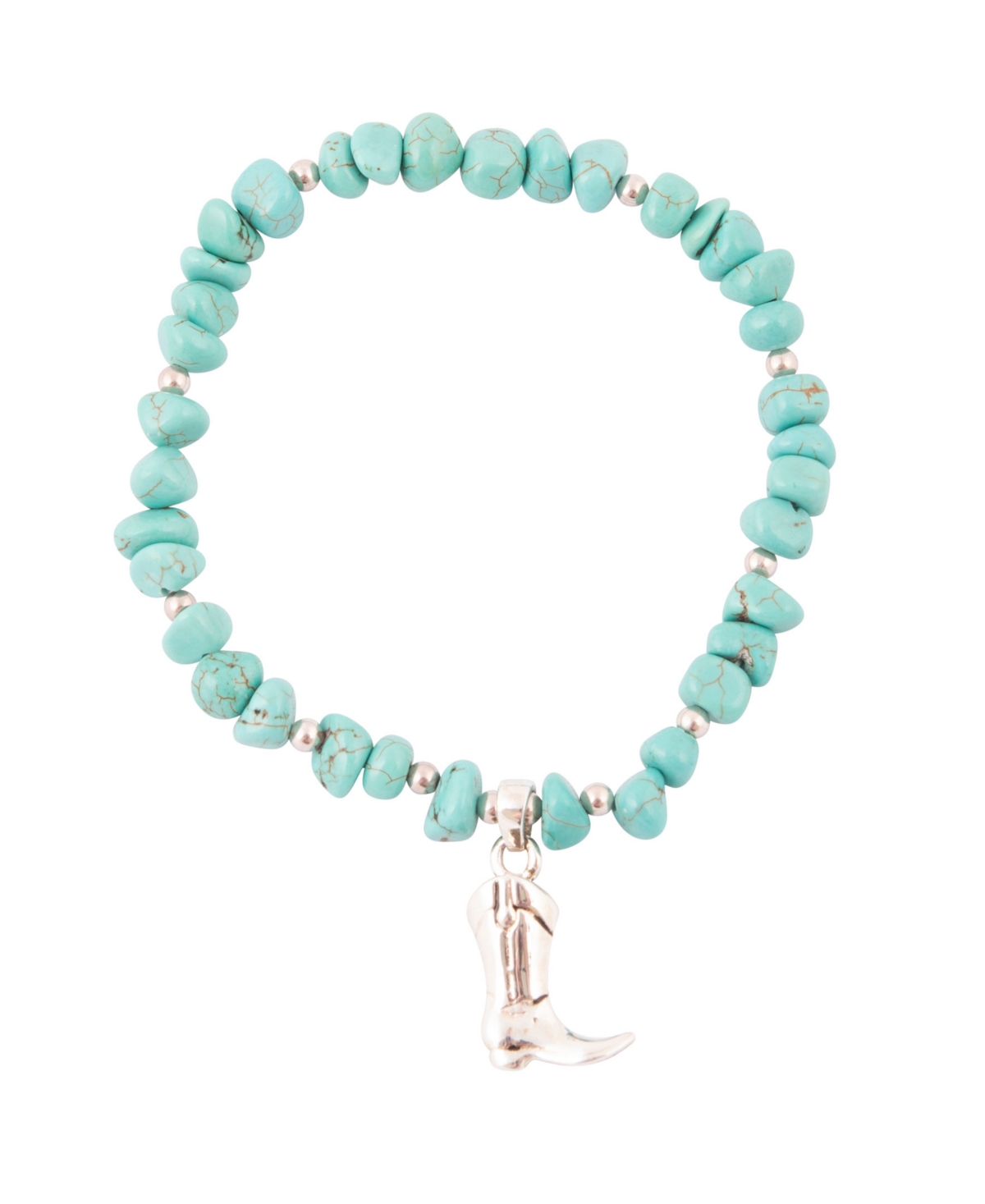 Genuine Turquoise Magnesite Sterling Silver Boot Charm Bracelet - Genuine Magnesite
