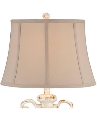 Rustic Country Cottage Table Lamps 29" Tall Set of 2 Crackled Ivory Glaze Ceramic Beige Bell Shade for Bedroom Living Room House Bedside