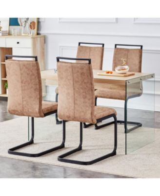 Wood Coffee Table Set with 4 Brown Chairs