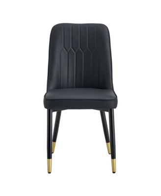PU Leather Dining Chairs, Black Metal Legs, Set of 8 (Black/PU)