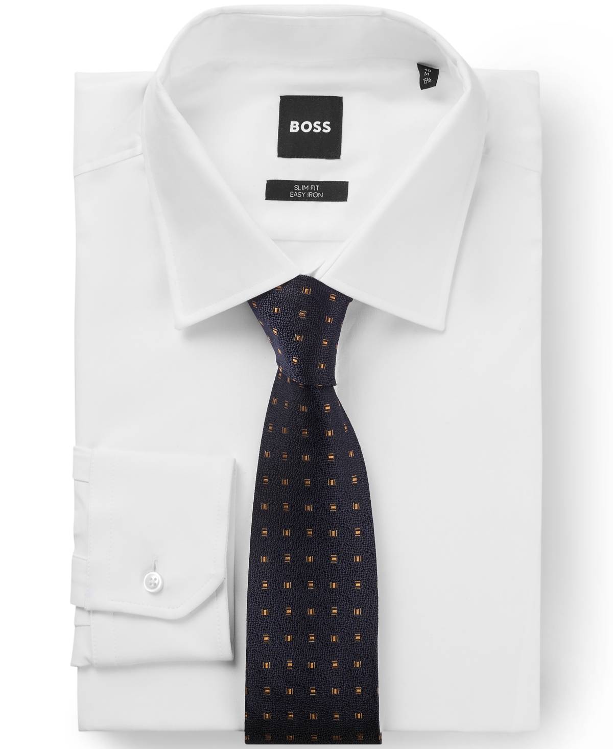 Boss by Hugo Boss Men's Silk Jacquard Patterned Tie - Dark Blue