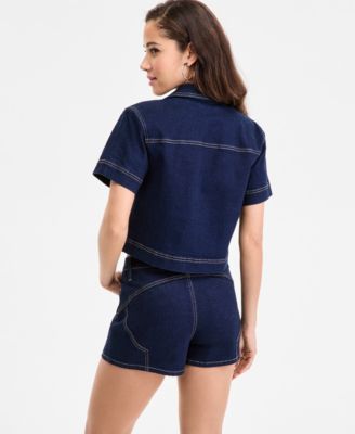 売れ筋商品|||バースリー カットソー トップス レディース Trendy Plus Size Seamed Denim Zip-Front Top, Exclusively at Macy's Midnight Wash Bar III Trendy Plus Size Seamed Denim Zip-Front Top
