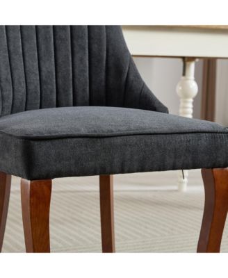 Rayon Linen Dining Chairs, Set of 2 (Black