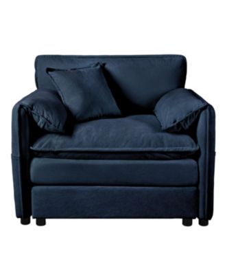 Streamdale Oversized Recliner Chair with Ottoman - Blue Chenille