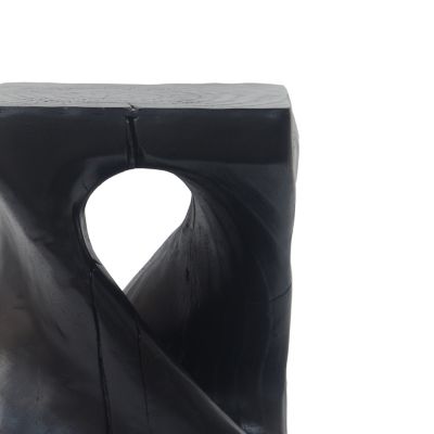 Streamdale Twist Shape Side Table, Wood-like texture, Black Color