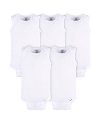Baby Boys or Baby Girls White Sleeveless Onesies Bodysuits, 5-Pack
