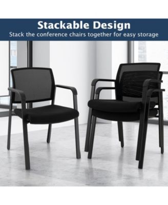 Set of 2 Stackable Reception Room Chairs with Padded Seat-Black