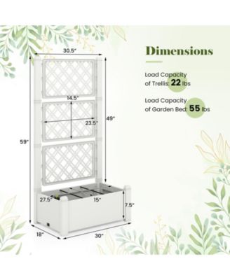 Outdoor Planter Box Self-Watering Raised Garden Bed Trellis with Water Level Indicator