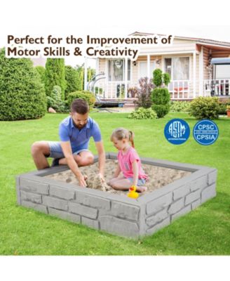 2-In-1 HDPE Kids Sandbox with Cover and Bottom Liner