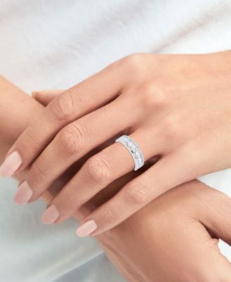 Lab Grown Diamond Channel Set Band (2 ct. t.w.) in Sterling Silver or 14K Gold-Plated Sterling Silver