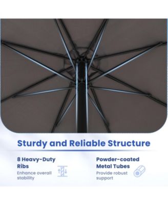 12 Feet Patio Umbrella with Crank Handle and 8 Sturdy Ribs-Gray