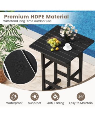 30 Inch Square Bar Table Dining Table with Slatted Tabletop for Poolside