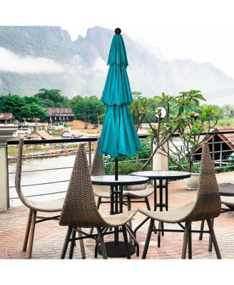 10' 3 Tier Patio Umbrella Aluminum Sunshade Shelter Double Vented without Base-Turquoise