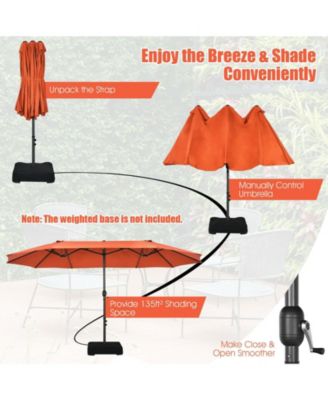 15 Feet Patio Double-Sided Umbrella with Hand-Crank System