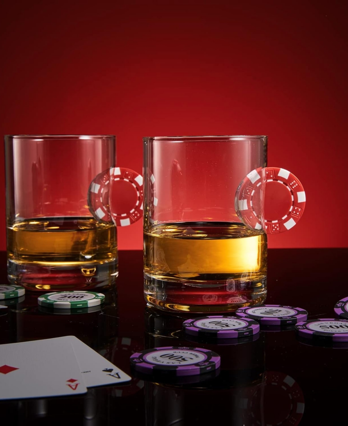 The Wine Savant Poker Chip Whiskey Glasses, Set Of 2