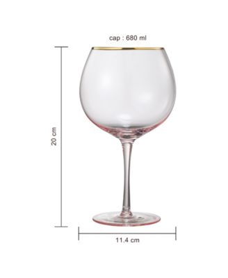 Gold Rim Vintage Stemmed Wine Glasses, Set of 2