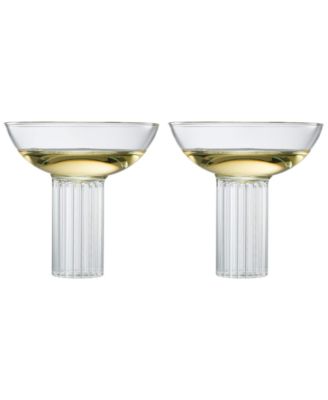 Art Deco Vintage Ribbed Coupe Glasses, Set of 2