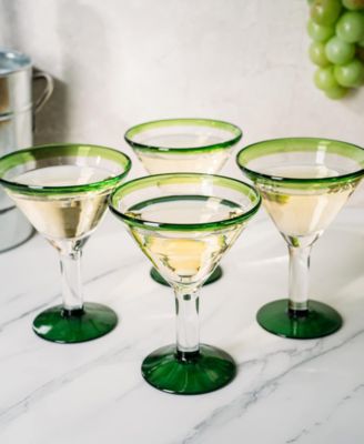 Handblown Martini and Margarita Glasses, Set of 4