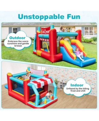 5-in-1 Ice Cream Inflatable Bounce House with Ball Pit and Slide with 520W Blower