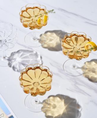Khen Vintage Wavy Flower Coupe Glasses, Set of 4