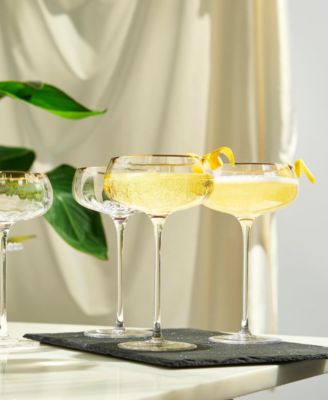 Khen Vintage Ribbed Coupe Glasses, Set of 2