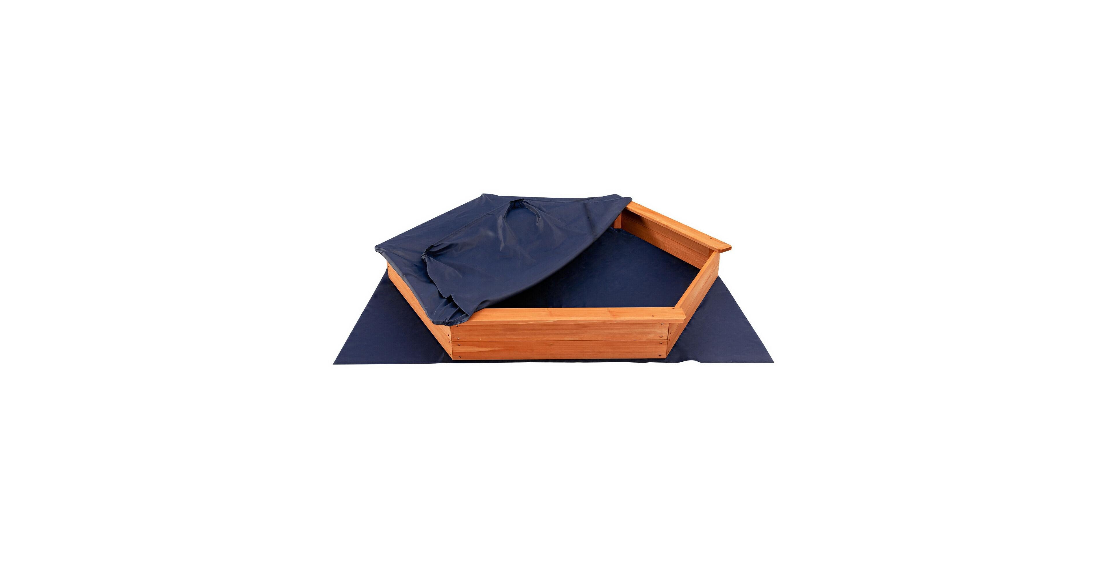 Hexagon Wooden Cedar Sand Box w Seat Boards