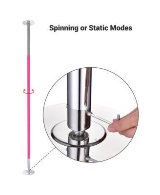 10.9 Ft Static Spinning Dancing Pole Kit 45mm Silicone Party Club Exercise Pink