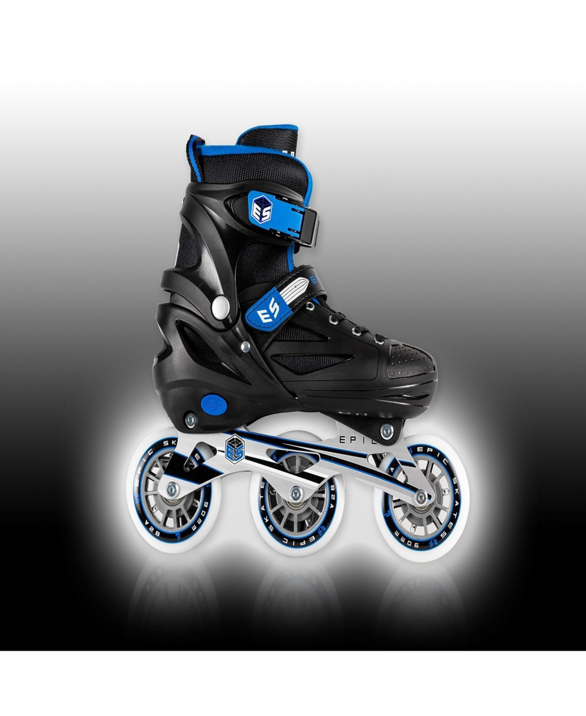 Epic Storm Adjustable 90mm 3-Wheel Bright Led Light Up Inline Speed Skates