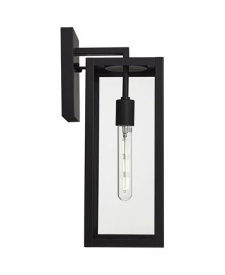 Titan Modern Outdoor Wall Light Fixtures Set of 2 Mystic Black Rectangular Frame 17" Clear Glass for Post Exterior Barn