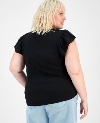 Trendy Plus Relaxed Flutter-Sleeve Top