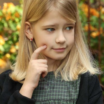 Plated with Clear Cubic Zirconia Colored Enamel Hoop Earrings