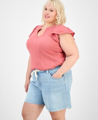 Trendy Plus High-Rise Drawstring Shorts