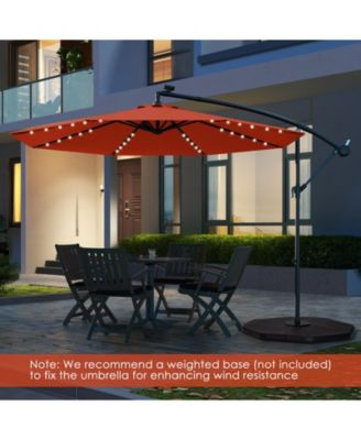 10 Feet Solar Offset Hanging Umbrella with 40 Lamp Beads and Solar Panel-Orange