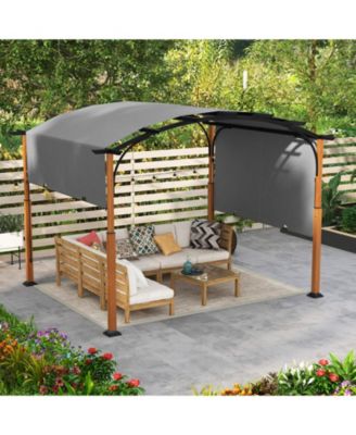10 x 12 FT Outdoor Retractable Pergola with Retractable Canopy for Patio-Gray
