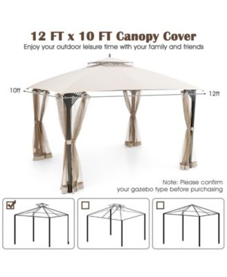 10 x 12 Feet Gazebo Replacement Top with Air Vent and Drainage Holes-Beige