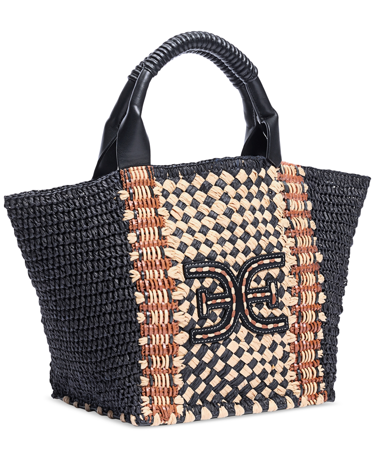 Sam Edelman Marley Raffia Collapsible Large Tote In Black