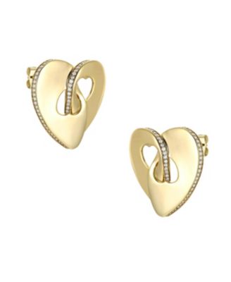 14k Gold Plated with  Cubic Zirconia Modern Abstract Flower Stud Earrings