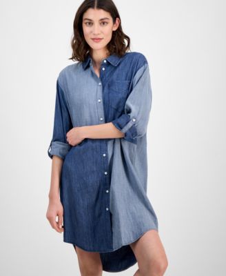 Women's Chambray Patchwork Shirtdress