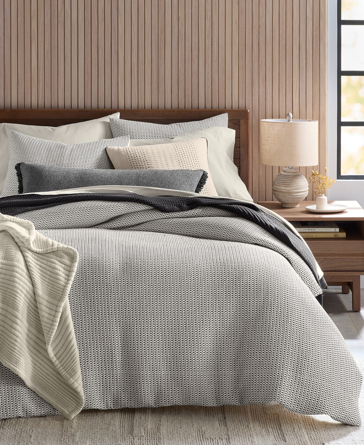 Oake Textured Stripe 3-pc. Comforter Set, King, Exclusively At Macy's In Black