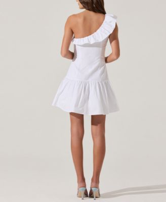 Women's Asymmetrical Ruffled Cotton Mini Dress
