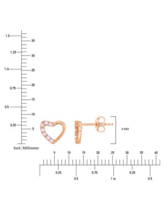 Pink Cubic Zirconia Heart Stud Earrings in 14k Rose Gold over Sterling Silver