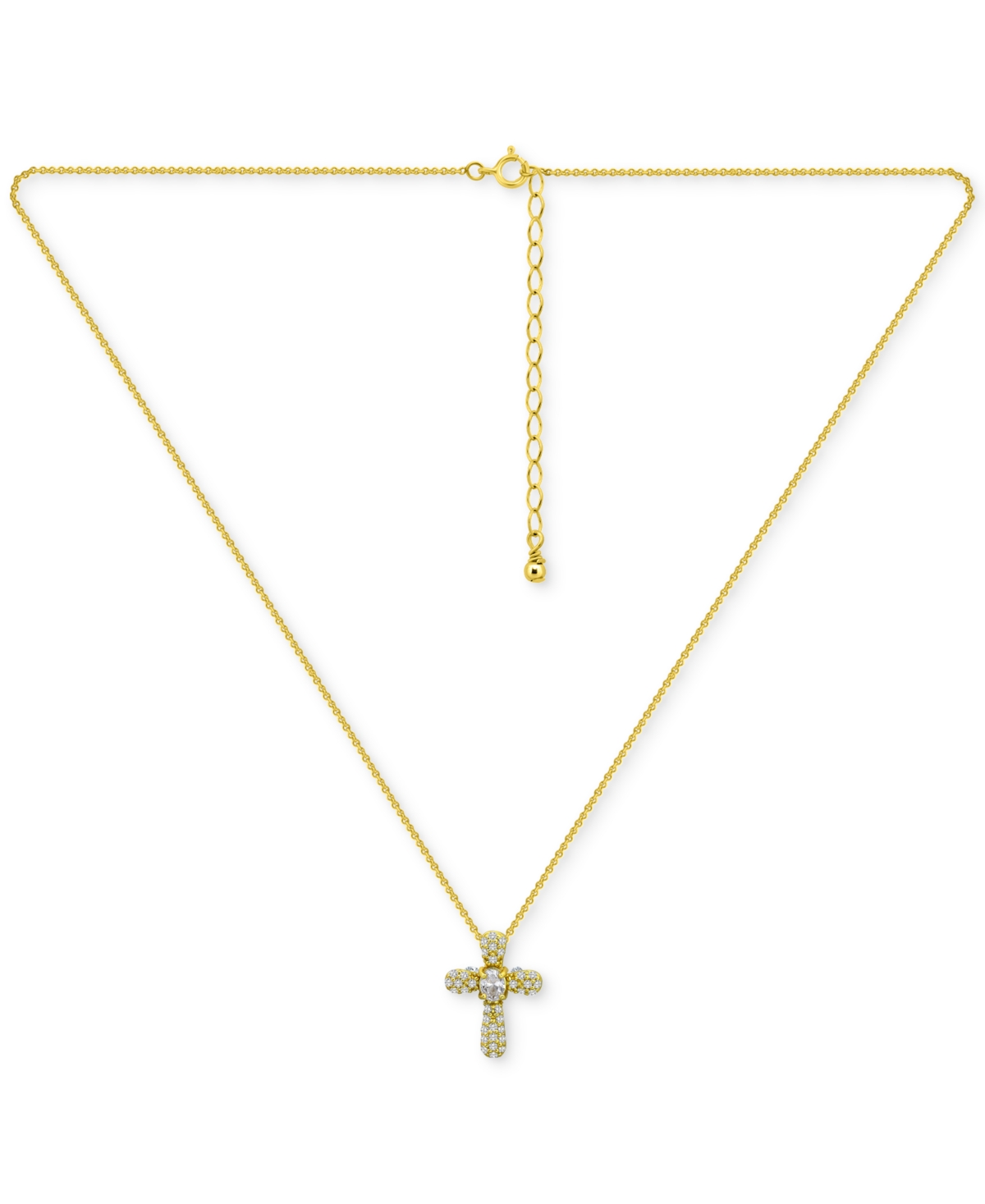 Giani Bernini Cubic Zirconia Cross Pendant Necklace (1/2 C.t. T.w.) In 18k Gold Over Sterling Silver, 16" + 2" Ext