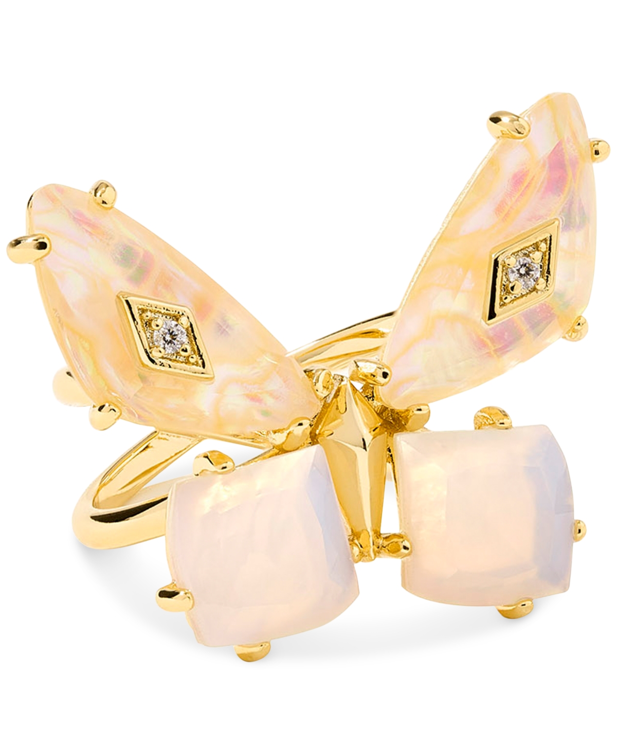 Gold-Tone Mother of Pearl & Abalone Bianca Butterfly Ring - Gold Pink