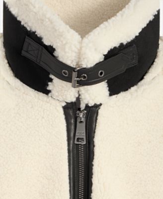 Women's Faux-Sherpa Faux-Leather-Trim Coat