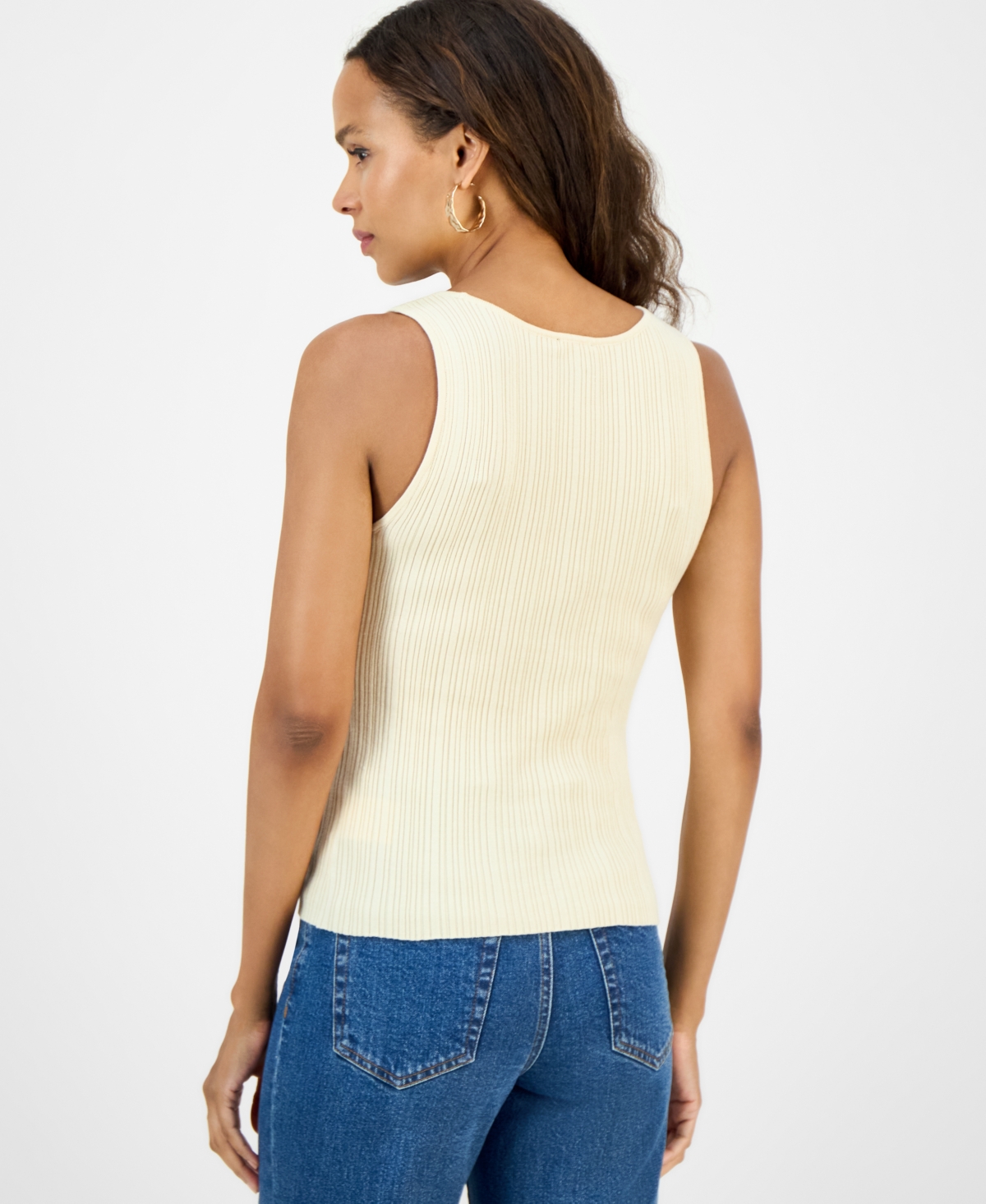 Macy's I.n.c. International Concepts Petite Striped Cotton Top In White