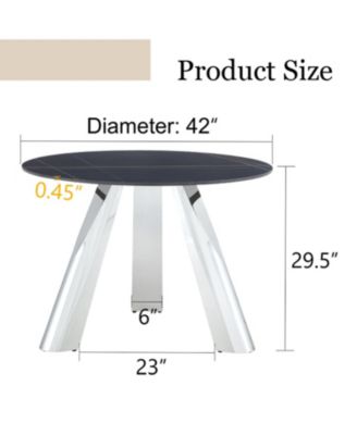 Streamdale A 42-inch burn stone round table with stainless steel legs can accommodate 4 or 6 diners
